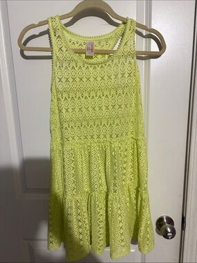 Girls Cat & Jack Neon Yellow Crochet Tiered Swim Coverup